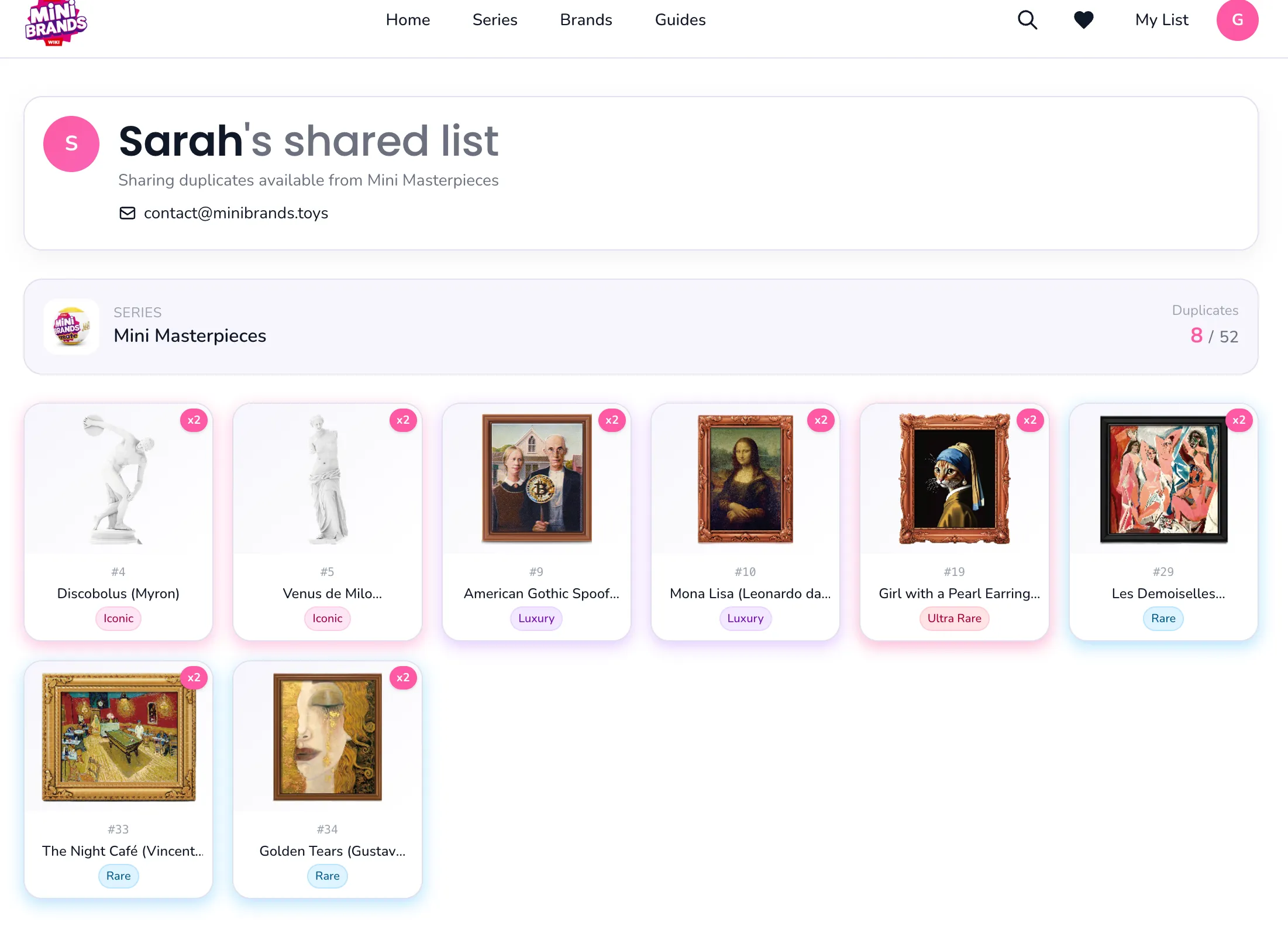 A public page with your display name and contact for whoever opens the link