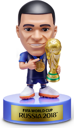 Kylian Mbappé (France) Holding the 2018 World Cup Trophy