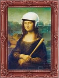 "Mona Lisa" [with a helmet] by Leonardo da Vinci