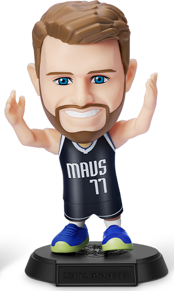 Luka Dončić (Mavs #77, arms up)