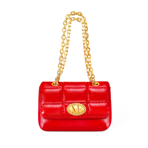 Red Quilted Chain Shoulder Bag