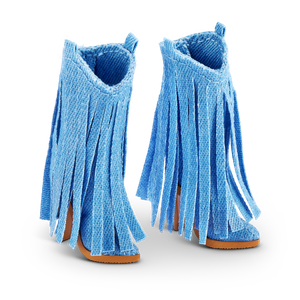Boots, denim fringe