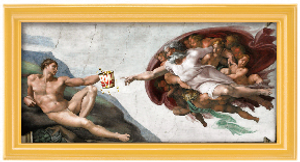"The Creation of Adam" [with tin can] by Michaelangelo