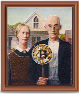 "American Gothic" [Bitcoin] by Grant Wood
