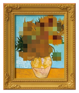 Sunflowers Spoof With Pixelation (Vincent van Gogh)