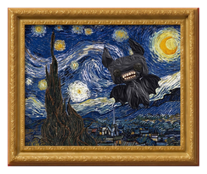 The Starry Night Spoof With Monster (Vincent van Gogh)